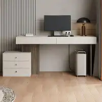 Hokku Designs 39.37" Grey Rectangular Solid Wood Desk,5-drawer