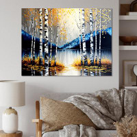 Millwood Pines Monochrome Golden Birch Trees By The River IV - Landscape Metal Wall Décor