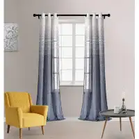 Frifoho Striped Grommet Sheer Window Curtain Panel Pair