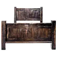 Loon Peak Big Sky Collection Rugged Sawn Panel Bed W/ Forged Iron Accents, California King - Jacobean Stain And Clear La