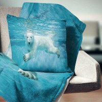 Made in Canada - East Urban Home Animal Polar Bear Swimming Under Water Pillow