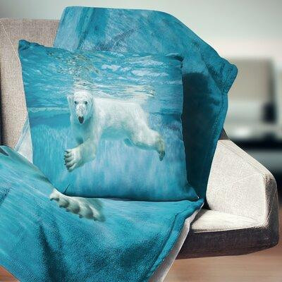 Made in Canada - East Urban Home Animal Polar Bear Swimming Under Water Pillow in Bedding