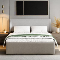 Latitude Run® Sleigh Bed With Side-tilt Hydraulic Storage System And Luxurious Linen Upholstery