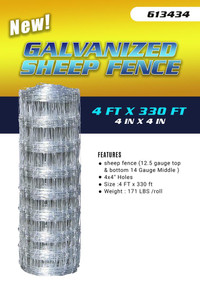 NEW 4 FT X 330 FT GALVANIZED SHEEP FENCE 4 X 4 613434