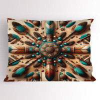 Ambesonne Ambesonne Rustic Pillow Sham Ethnic Southwestern Feathers Redwood and Dark Turquoise