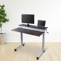 Inbox Zero Crank Adjustable Two Tier Standing Desk With Heavy Duty Steel Frame