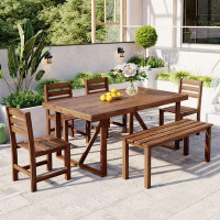 Wildon Home® U_Style High-Quality Acacia Wood Outdoor Table And Chair Set, Suitable For Patio, Balcony, Backyard