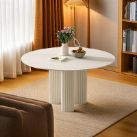 Brayden Studio 47.24" White Round Sintered Stone tabletop + Steel Dining Table
