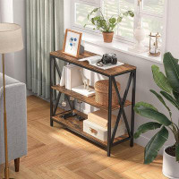 17 Stories 17 Stories Sofa Table, Industrial Console Table, 3-Tier Narrow Side Table With Open Shelves, Foyer Table For