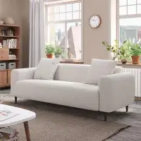 Ebern Designs 77"W Boucle Loveseat with Paired Pillows