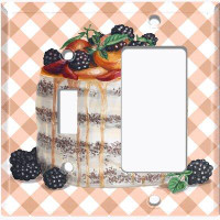WorldAcc Metal Light Switch Plate Outlet Cover (Layered Vanilla Mixed Berry Cake - (L) Single Toggle / (R) Single Rocker