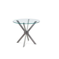 Wrought Studio Miliou Glass Top Pedestal End Table