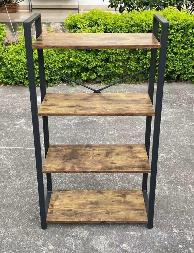 NEW RUSTIC 4 TIER BOOKCASE STEEL FRAME BOOKSHELF LBS2102 in Bookcases & Shelving Units in Regina