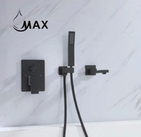 Single Handle Wall Mounted Roman Tub With Hand Shower Matte Black Finish