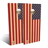Skip's Garage 2' x 4' American Flag Solid Wood Cornhole Set