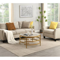 Mercer41 32.48'' Round  Coffee Table With Sintered Stone Top&Sturdy Metal Frame, Modern Coffee Table For Living Room, Go