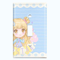 WorldAcc Metal Light Switch Plate Outlet Cover (Anime Pop Star Girl Blue - Single Toggle)