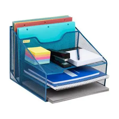 Mind Reader Desktop Organizer, Vertical File Holder, Paper Trays, Office, Metal, 12.5"L x 11.5"W x 9.5"H