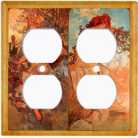 WorldAcc Metal Light Switch Plate Outlet Cover (Beautiful Art Nouveau Angel Girls - Double Duplex)