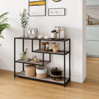 17 Stories 4-Tier Sofa Tables For Entryway, Narrow Tables With Open Storage Shelves, 39.3” Console Tables, Beige