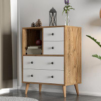 George Oliver Alba 4 Drawers Console Modern Storage Dresser with Shelves