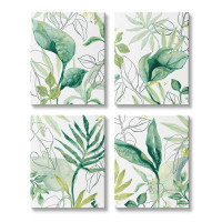 Stupell Industries Stupell Industries Varied Green Tropical Plant Leaves 4 Piece Canvas Wall Art Set By June Erica Vess