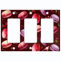 WorldAcc Metal Light Switch Plate Outlet Cover (Colourful Macaron Treat Red Maroon  - Triple Rocker)