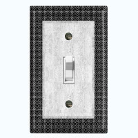 WorldAcc Metal Light Switch Plate Outlet Cover (Geometric Shape Gray Frame - Single Toggle)