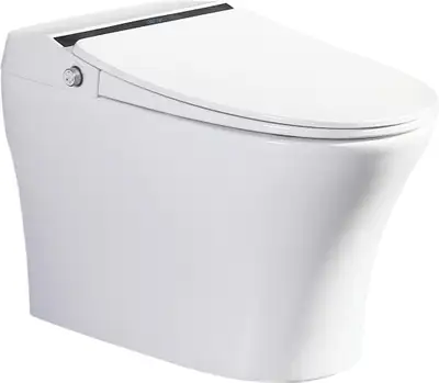 16 in. 1-Piece Floor Mounted 1.28 GPF Dual Flush Elongated Toilet in Heated Seat Included in White