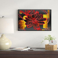 East Urban Home 'Abstract Red Flower Painting' Graphic Art Print on Wrapped Canvas