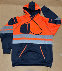 Work Hoodie, High Visibility & Reflective Micro Fleece, Full Front Zipper, (Available in Stock)