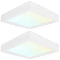 Luxrite 10-Watt 4 In. Square 3 Colour Selectable 3000K/4000K/5000K LED Flush Mount Dimmable Fixture 600 Lumens 2 Pack