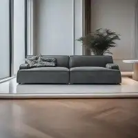ABPEXI 86.59" Grey Cloth Modular Sofa cushion couch