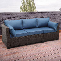 Latitude Run® Ailina 79'' Wide Outdoor Wicker Patio Sofa with Anti-slip Cushions and Waterproof Cover