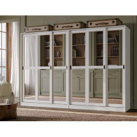 Palace Imports, Inc. 100% Solid Wood 6-Mirrored Sliding Door Wall System Wardrobe