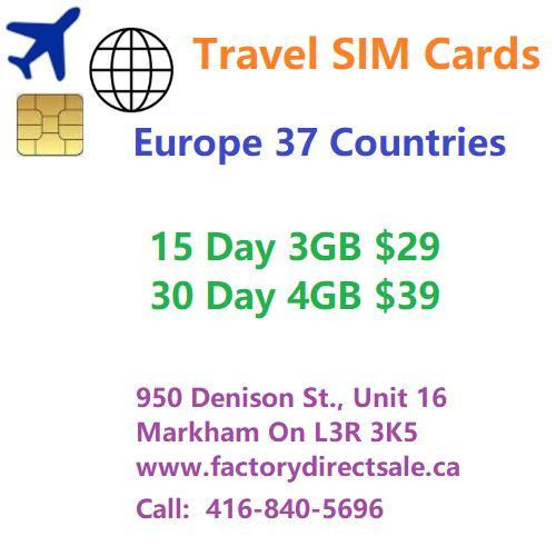 Europe Travel SIM Card 37 Countries (France, Italy, Germany,Austria, Belgium, Bulgaria,Greece, Hungary, Iceland, Ireland in Cell Phone Accessories