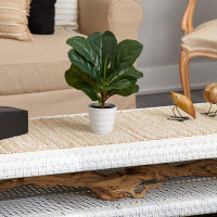 Primrue 11In. Fiddle Leaf Artificial Plant In White Planter (Real Touch)