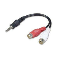 6in. TechCraft  3.5mm Stereo (M) to 2 RCA (F/F) Y Audio Adapter - Black