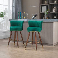 Everly Quinn Bar Stools With Solid Wood Legs