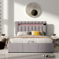 Ivy Bronx Keshanna Upholstered Bed Queen Size With LED Light