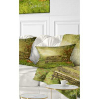 East Urban Home Wooden Bench in Village Orchard Lumbar Pillow