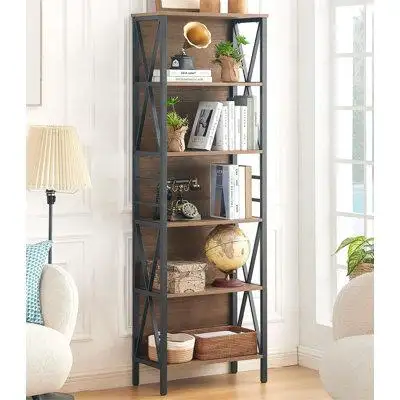 This bookcase is made of high-quality steel and MDF board. In contrast the stable side steel tube fr...