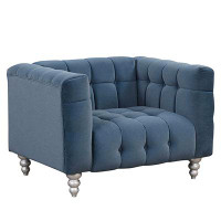 Charlton Home 42" Dutch Fluff Upholstered Sofa With Solid Wood Legs, Buttoned Tufted Backrest