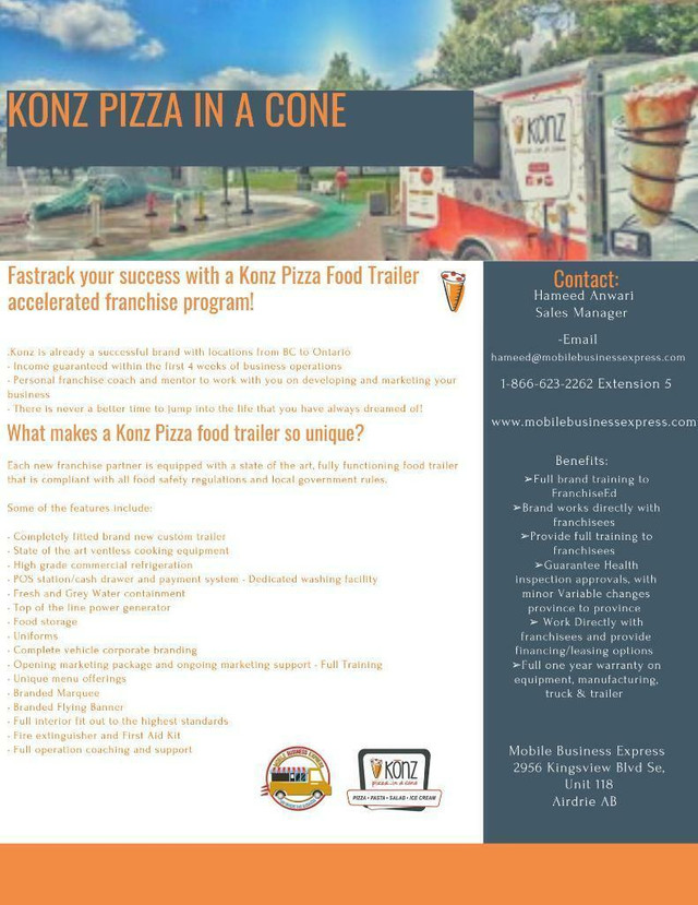 JOIN THE SUCCESSFUL KONZ PIZZA IN A CONE FRANCHISE FOOD TRUCK & TRAILER in Other Business & Industrial - Image 2