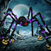 The Holiday Aisle® 2Pack Halloween Decoration Spider 60 Inch Light Up Giant Big Spider Web For Indoor Outdoor Halloween