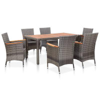 Red Barrel Studio 7 Piece Patio Dining Set With Cushions Poly Rattan Grey
