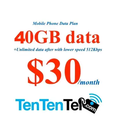 Promo 40GB $30 (port in availaible) Come with unlimited Talk and Text Telus/Bell network Moblie phon...