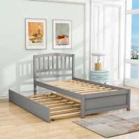 Red Barrel Studio Twin Size Wood Platform Bed Frame with Trundle