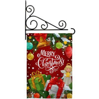 Breeze Decor Merry Christmas - Impressions Decorative Metal Fansy Wall Bracket Garden Flag Set GS114232-BO-03