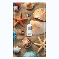 WorldAcc Metal Light Switch Plate Outlet Cover (Ocean Sea Shell Star Fish Beach - Single Toggle)